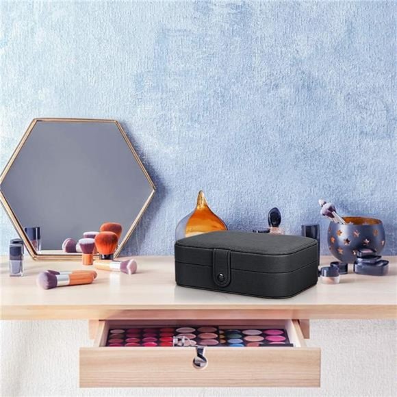 Small Jewelry Box Necklace Ring Storage Organizer Mini Jewelry case Double Layer - Picture 4 of 6